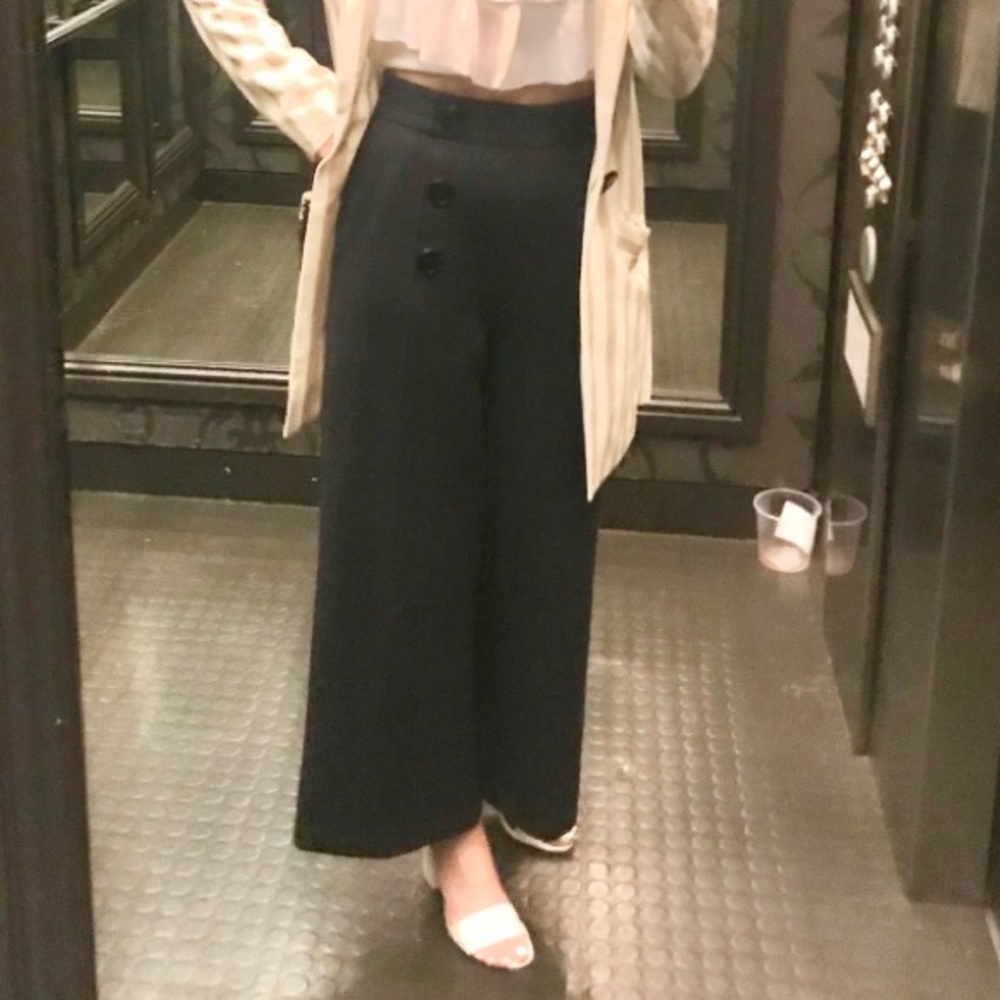 Lewit Button Detail Wide Leg Trouser